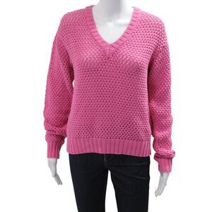 GiGi Unisex Pullover Sweater V-Neck Silk Long Sleeve Pink Size M